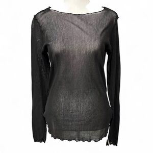 Black Cotton Mesh Women's Long Sleeve Top Medium SF USA Indie Soft Grunge NWT